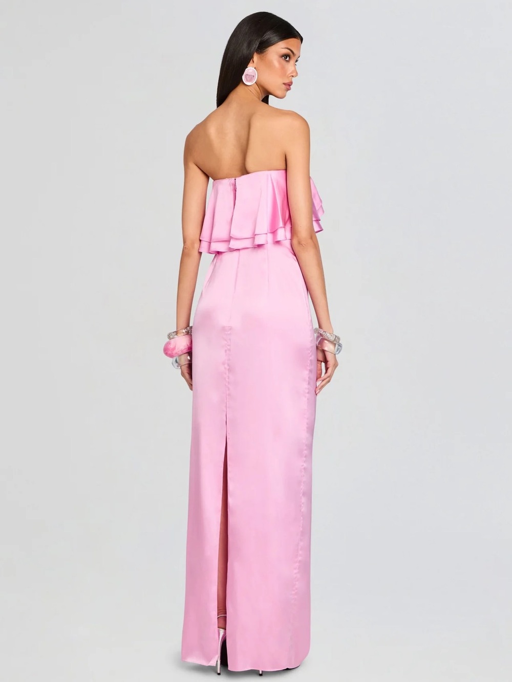 Strapless Ruffle Column Gown — Pink - Picture 3 of 3